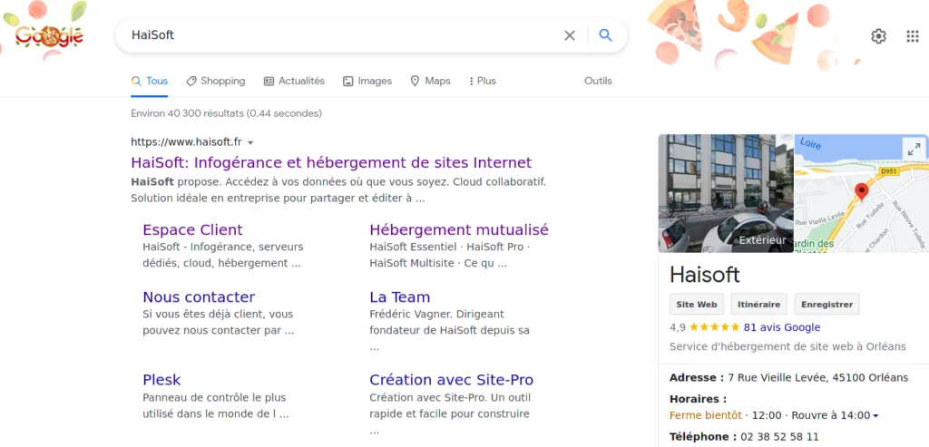 Beispiel: die Website von HaiSoft in den Suchergebnissen